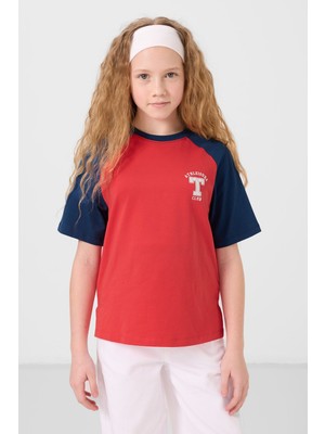 Fiesta O Yaka  Pamuklu Baskılı Oversize Fit Kız Çocuk T-Shirt - 75179