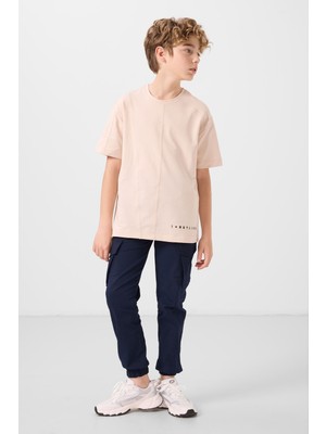 Lacivert Standart Fit Dokuma Hafif Esnek Chino Erkek Çocuk Pantolon - 11271