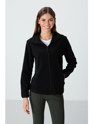 Rahat Form Dik Yaka 2li Paket Siyah-Gül Kurusu Kadın Polar Sweatshirt - 97173