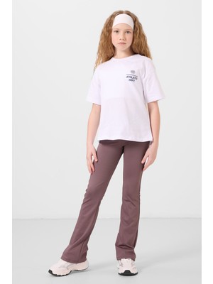 Gül Kurusu Esnek Standart Fit Basic Performans Ispanyol Paça Kız Çocuk Tayt - 75193
