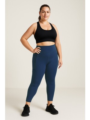 Indigo Esnek Standart Fit Performans Battal Büyük Beden Kadın Tayt - 94652