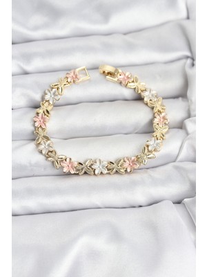 Aydogan's Ayd Lotus Model Pirinç Gold ve Pembe Renk Kadın Bileklik