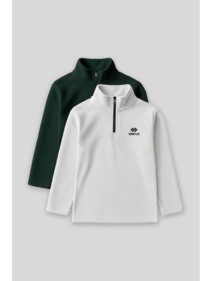 Tommy Life Standart Fit 2li Paket Çam Yeşili-Taş Erkek Çocuk Polar Sweatshirt - 11221