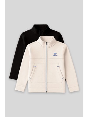Standart Fit 2li Paket Siyah-Bej Erkek Çocuk Sweatshirt - 11245