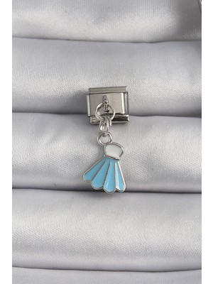 Aydogan's Ayd 316L Çelik Gümüş Renk Mavi Renk Sallantı Elbise Model Nomination Charm