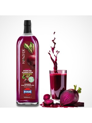 1001 Bitkisel Pancar Kvass Fermente Kırmızı Pancar Içeren Kür 1 Litre Cam Şişe