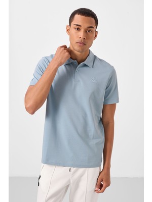 Tommy Life Standart Fit Basic Polo Yaka 2li Paket Beyaz-Buz Mavi Erkek T-Shirt - 87748