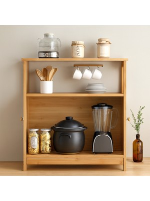 Aydogan's Ayd Çok Amaçlı Bambu Dolap 66X33X85 cm - Organizer Raflı