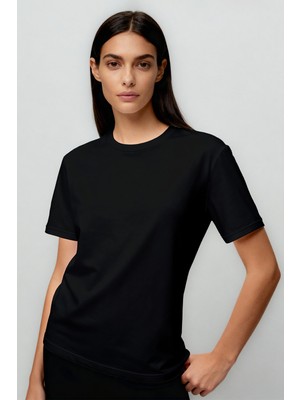 Standart Fit Basic O Yaka 3lü Paket Siyah-Beyaz-Bej Kadın T-Shirt - 97311