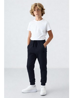 Tommy Life Lacivert Standart Fit Manşetli İnce Erkek Çocuk Eşofman Alt - 11062