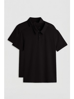 Tommy Life Standart Fit Basic Polo Yaka 2li Paket Siyah Erkek T-Shirt - 87768