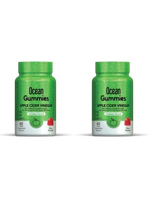 1001 Ocean Gummies Cider Vinegar, Çiğnenebilir Jel Form (2 Paketi)