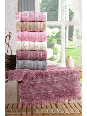 1001 Shiny 6'lı 50X90 cm El&yüz Havlu Seti Pembe