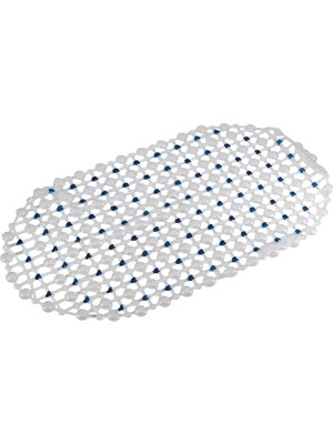1001 Eko Serisi Banyo - Küvet Içi Kaydırmaz Vantuzlu Oluklu Oval Paspas 63 x 34 Cm, Mavi
