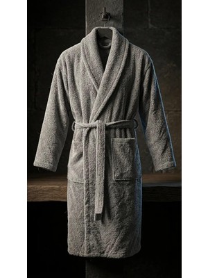 1001 KOBEHOME%100 Pamuk Şalyaka Gri Bornoz 2xl