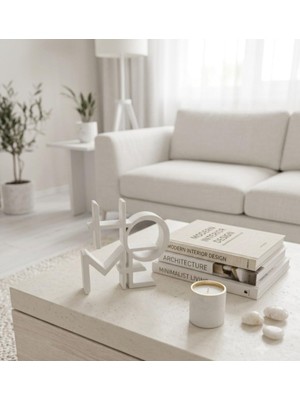 1001 Home Yazılı 3D Baskı Dekoratif Heykel – Modern Ev Dekor Aksesuarı, Benzersiz Tasarım Beyaz