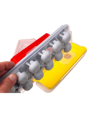 1001 Deconox 12'li Yuvarlak Silikon Tabanlı Kapaklı Bas Çıkar Buz Kalıbı 26X9 Cm, 12'li Silikon Tab