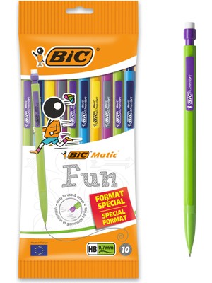1001 Bıc Matic Combo Fun 0.7 Uçlu Kalem 10'lu Poşet, Farklı Renklerde Versatil Kalem, Kalem Içi 3 Ad