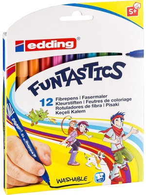 1001 Edding 15 Funtastıcs Çocuklar Için Ince Uçlu Keçeli Kalem 12'li Set - 1 mm Yuvarlak Uç