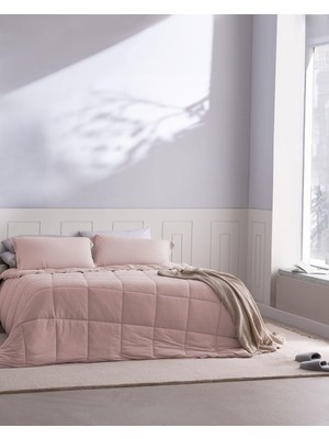 1001 Madame Coco Ilus Bambu Tek Kişilik Comforter Set, Pudra, 160 x 220