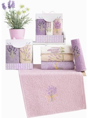 1001 Nakışlı 3'lü Mutfak ve El & Yüz Havlu Seti 30X50 cm Lavanta, Nakıslımutfak