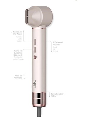 DS LLC Sinbo Air Brush Saç Şekillendirme Cihazı - 5 Başlıklı - Rose Gold Renk