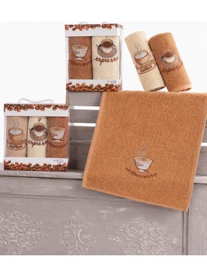 1001 Nakışlı 3'lü Mutfak ve El & Yüz Havlu Seti 30X50 cm Coffee, Nakıslımutfak