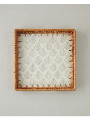 English Home Celestine Rattan Tepsi 30X30 cm Kahverengi