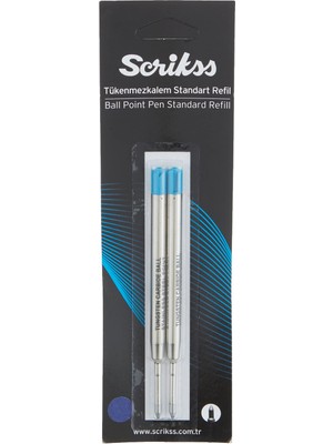 1001 Scrikss Dev Tükenmezkalem Refil 2'li Blister, 0.7 mm Uç, Mavi