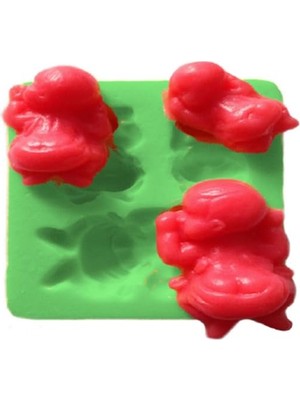 1001 3 Lü Uyuyan Bebek Şeklinde Silikon Pasta ve Seker Hamuru Kalibi 5X3X2 cm Ço-37