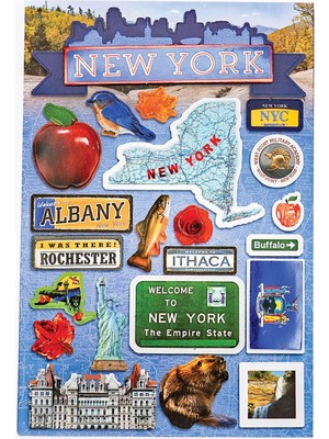 1001 Paper House Productions Seyahat New York Eyaleti 2d Çıkartmaları, 3'lü Paket