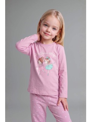 DeFacto Bisiklet Yaka Baskılı Üst Lastikli Paça Alt 2'li Pijama Takımı Kız Bebek I1003A526AU