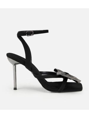 Hotiç 01SAY324040A100 KADIN Siyah Taşlı Fiyonk Detaylı Ince Topuklu Stiletto