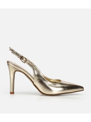 Hotiç 01AYY324000A540 KADIN Gold Sivri Burunlu Ince Topuklu Arkası Açık Stiletto