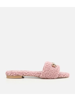 Hotiç 01TEY324260A790 KADIN Pembe Gold Aksesuar Detaylı Düz Terlik