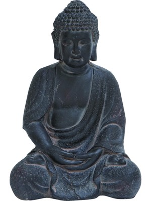 1001 Büyük Beyaz Yıkanmış Siyah Kil Buda Heykeli Masa Dekoru, 8" x 12"