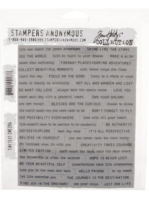 1001 Tim Holtz - Stampers Anon CMS394 Tıny Tim Holtz Stamp Clıng Rbbr Damga Seti, Küçük Metinli, Tek B