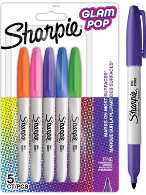 1001 Sharpie Glam Pop Kalıcı Markörler, Kalın Ayrıntılar Için Ince Nokta, Çeşitli Canlı Renkler