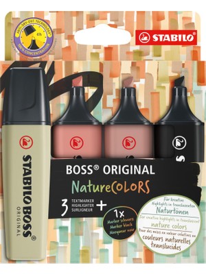 1001 Stabılo Boss Orıgınal Naturecolors - Fosforlu Kalem - 4'lü Paket - Çeşitli Renkler