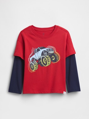 Gap Erkek Bebek Kırmızı Grafik Baskılı T-Shirt