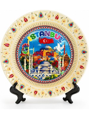 Koreli Istanbul Temalı Porselen Dekoratif Tabak 12 cm ALK5837
