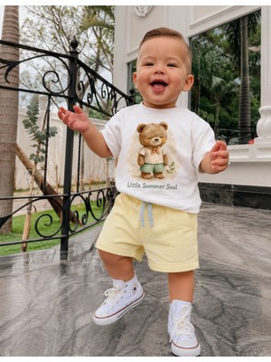 Organickid Basic Bebek Oversize Baskılı Beyaz T-Shirt