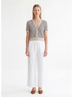 Yargıcı Beyaz Kadın %100 Tencel Pantolon 26YKPN3068X