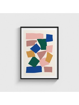 Domirus Geometrik Renkli Şekiller Tablo Çerçeveli Poster Duvar Dekorasyonu