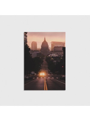 Domirus City Lights On The Road Poster Çerçevesiz Duvar Dekorasyonu