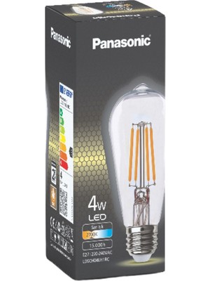 Panasonic E27 Filaman Lamba ST64 Sarı Işık 4W (4'li Paket)