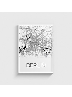 Domirus Berlin Şehir Haritası Tablo Çerçeveli Poster Duvar Dekorasyonu