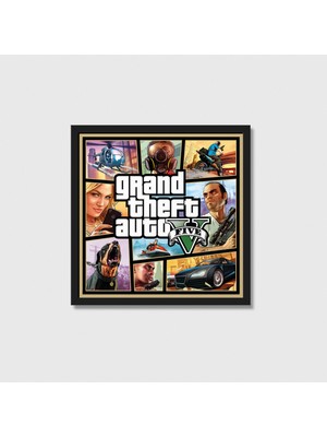 Domirus Grand Theft Auto V Oyun Posteri Oyuncu Dekoru Gamer Decor Tablo Çerçeveli Poster Duvar Dekorasyonu