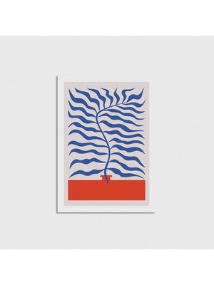 Domirus Mavi Yaprak Desen 2 Poster Çerçevesiz Duvar Dekorasyonu