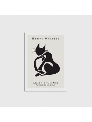 Domirus Henri Matisse Siyah Kedi Poster Çerçevesiz Duvar Dekorasyonu